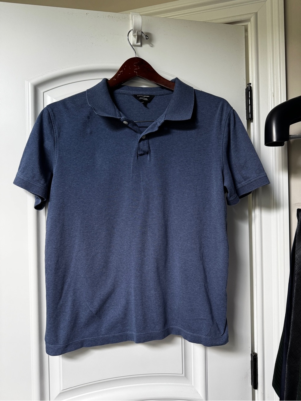 Banana Republic Heather Navy Short-Sleeve Polo
